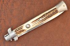 FRANK B BELTRAME ITALY GENUINE STAG 10.75 INCH STILETTO AUTOMATIC AUTO SWITCH BLADE NICE (249730