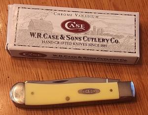 CASE XX USA 1 DOT 1999 SMOOTH YELLOW SYNTHETIC LARGE TRAPPER POCKETKNIFE 3254 SS
