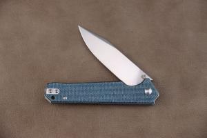 QSP Knife Mamba V2 Liner Lock Flipper Knife Blue Micarta (3.5" Satin D2)
