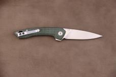 QSP Leopard - 3.0" 14C28N, Green Micarta Folding QS135C