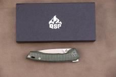 QSP Leopard - 3.0" 14C28N, Green Micarta Folding QS135C