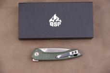 QSP Leopard - 3.0" 14C28N, Green Micarta Folding QS135C