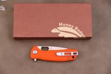 Honey Badger HB1060 Medium Flipper Knife 3.19" D2 Satin Drop Point Blade, Orange