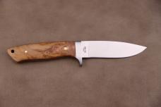 Rough Rider RR176 Drop Point Hunter, 3.87" SS Plain Blade, Light Root Wood Handle, Black Nylon Sheat