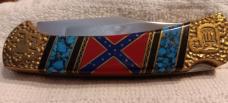 David (Dave) Yellowhorse Buck Model 112 Knife, Confederate Flag Limited edition SN 0539