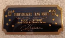 David (Dave) Yellowhorse Buck Model 112 Knife, Confederate Flag Limited edition SN 0539