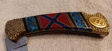 David (Dave) Yellowhorse Buck Model 112 Knife, Confederate Flag Limited edition SN 0539