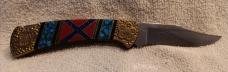 David (Dave) Yellowhorse Buck Model 112 Knife, Confederate Flag Limited edition SN 0539