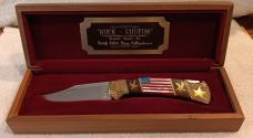 David (Dave) Yellowhorse Buck Model 112 Knife, Flag Knife with 2 eagles Limited edition SN 1048