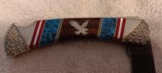 David (Dave) Yellowhorse "Damascus - Custom"  Eagle knife.  In display case. SN 0224