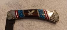 David (Dave) Yellowhorse "Damascus - Custom"  Eagle knife.  In display case. SN 0224