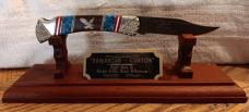 David (Dave) Yellowhorse "Damascus - Custom"  Eagle knife.  In display case. SN 0224
