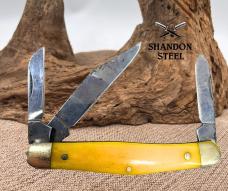 Boker Vintage Yellow Bone Handle Folding Pocketknife 3 Blade CarbonStockman (19)