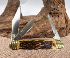 Boker Plus Amber Jigged Bone 3-Blade Stockman Folding Pocket Knife (64)