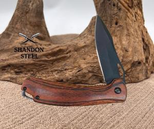 Elk Ridge ER-A2002 Wood Linerlock Folding Drop Point Flipper Pocket Knife (75)