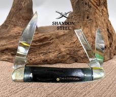 Frost Cutlery Split Back Whittler Burnt Bonestag Handles 3 Blade Knife (145)