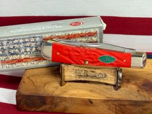 CASE XX USA 2014 TRAPPER 6254 SS RED DELRIN HANDLES, CASE XX CHRISTMAS EDITION GREEN SHIELD