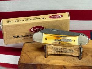 CASE XX USA 1996 CANOE 52131 D STAG HANDLES DAMACUS STEEL BLADES