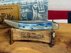 CASE XX USA 2006 TINY TOOTHPICK 610096 SS CARIBBEAN BLUE BONE HANDLES SCROLLED BOLSTERS 1 OF 100