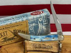 CASE XX USA 2006 TINY TOOTHPICK 610096 SS CARIBBEAN BLUE BONE HANDLES SCROLLED BOLSTERS 1 OF 100