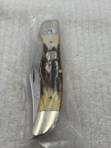 Case XX USA 9 Dot 1981 5165 SSP 1 Blade Knife With Stag Handles (59)