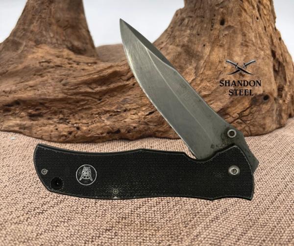 Drop Point Black Folding Pocketknife Textured Metal Handle Thumb stud (170) Drop Point Black Folding Pocketknife Textured Metal Handle Thumb stud (170)