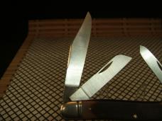 SCHRADE OLD TIMER 858OT LUMBERJACK VINTAGE U.S.A. CARBON STEEL BLADES UNUSED POCKET KNIFE W/SHEATH