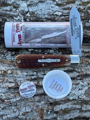 GEC TIDIOUTE ** 862125 ANTIQUE AMBER JIGGED BONE RIVER TOWN SINGLE JACK