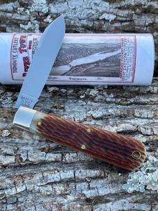 GEC TIDIOUTE ** 862125 ANTIQUE AMBER JIGGED BONE RIVER TOWN SINGLE JACK