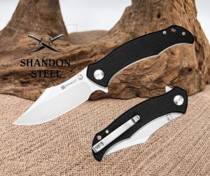 SENCUT Tauron Flipper & Thumb Stud Knife Black G10 Handle D2 Blade S25060-1
