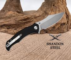 SENCUT Tauron Flipper & Thumb Stud Knife Black G10 Handle D2 Blade S25060-1