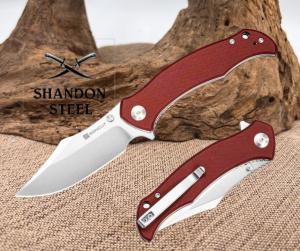 SENCUT Tauron Flipper & Thumb Stud Knife Burgundy G10 Handle D2 Blade S25060-2