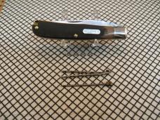 SCHRADE OLD TIMER 97OT BUZZSAW TRAPPER VINTAGE U.S.A. CARBON STEEL BLADE POCKET KNIFE WITH SHEATH