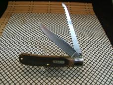 SCHRADE OLD TIMER 97OT BUZZSAW TRAPPER VINTAGE U.S.A. CARBON STEEL BLADE POCKET KNIFE WITH SHEATH