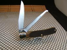 SCHRADE OLD TIMER 97OT BUZZSAW TRAPPER VINTAGE U.S.A. CARBON STEEL BLADE POCKET KNIFE WITH SHEATH