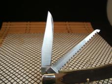 SCHRADE OLD TIMER 97OT BUZZSAW TRAPPER VINTAGE U.S.A. CARBON STEEL BLADE POCKET KNIFE WITH SHEATH