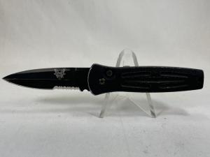 BENCHMADE USA 3550BLK Black Partially Serrated Pardue Auto