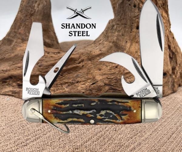 Rough Ryder KampKing Cinnamon Bone Stag 4 1/4" Scout Folding Pocket Knife RR2424 Rough Ryder KampKing Cinnamon Bone Stag 4 1/4" Scout Folding Pocket Knife RR2424