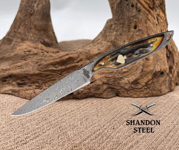 Rough Rider Streamline Cinnamon Damascus Steel Blade Fixed Knife Knife - RR2532 Rough Rider Streamline Cinnamon Damascus Steel Blade Fixed Knife Knife - RR2532