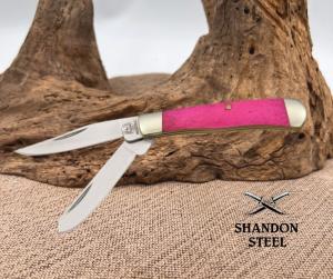 Rough Ryder 2quot Tiny Trapper Smooth Pink Bone Handles with Lanyard Loop RR839