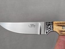 *RARE* LEROY BESIC HEMET, CA CUSTOM FIXED BLADE STAG HANDLE HUNTING KNIFE!