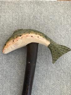 Vintage TROUT(fish), Hand-Carved, Wooden Walking Stick/Cane