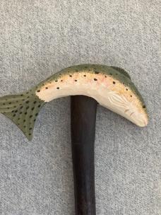 Vintage TROUT(fish), Hand-Carved, Wooden Walking Stick/Cane