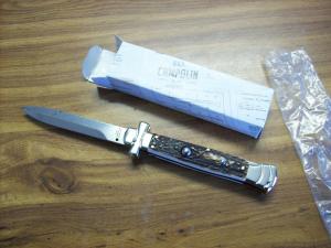 A. G. A. Campolin Maniago, Italy Maltese Cross Bayonet 9 Incher Lockback W/Genuine Stag/Antler NIB