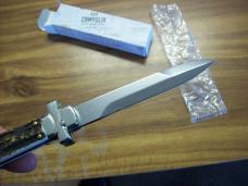 A. G. A. Campolin Maniago, Italy Maltese Cross Bayonet 9 Incher Lockback W/Genuine Stag/Antler NIB