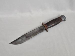 Vintage *RARE* MARBLE'S GLADSTONE MICH USA IDEAL 6" Fighting Knife w/Stacked Leather