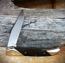 1985 Queen #5170 Button Lock Bolster 440C Steel Folding Hunter Knife Staminawood
