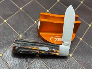 SACRED BEAR quotTORY UTTquot CUSTOM AMBER STAG STRAIGHT JACK CPM 154 KNIFE