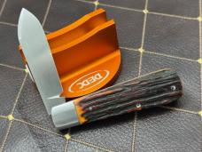 SACRED BEAR "TORY UTT" CUSTOM AMBER STAG STRAIGHT JACK CPM 154 KNIFE