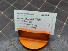 SACRED BEAR "TORY UTT" CUSTOM AMBER STAG STRAIGHT JACK CPM 154 KNIFE